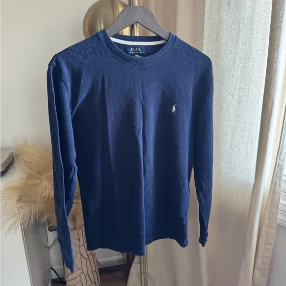 Polo by Ralph Lauren Men's Deep Blue Long Sleeve Tee - Picture 2 of 7